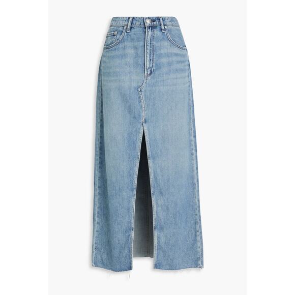 rag & bone Avery Featherweight Denim Maxi Skirt in Beverlys Raw Hem size 29 - Picture 11 of 16